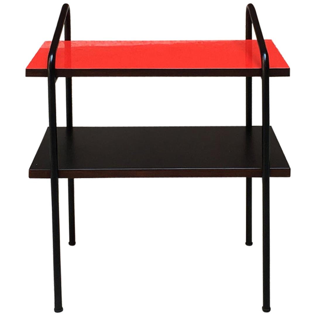 Bedside Table with Double Colored Shelves, 1960s