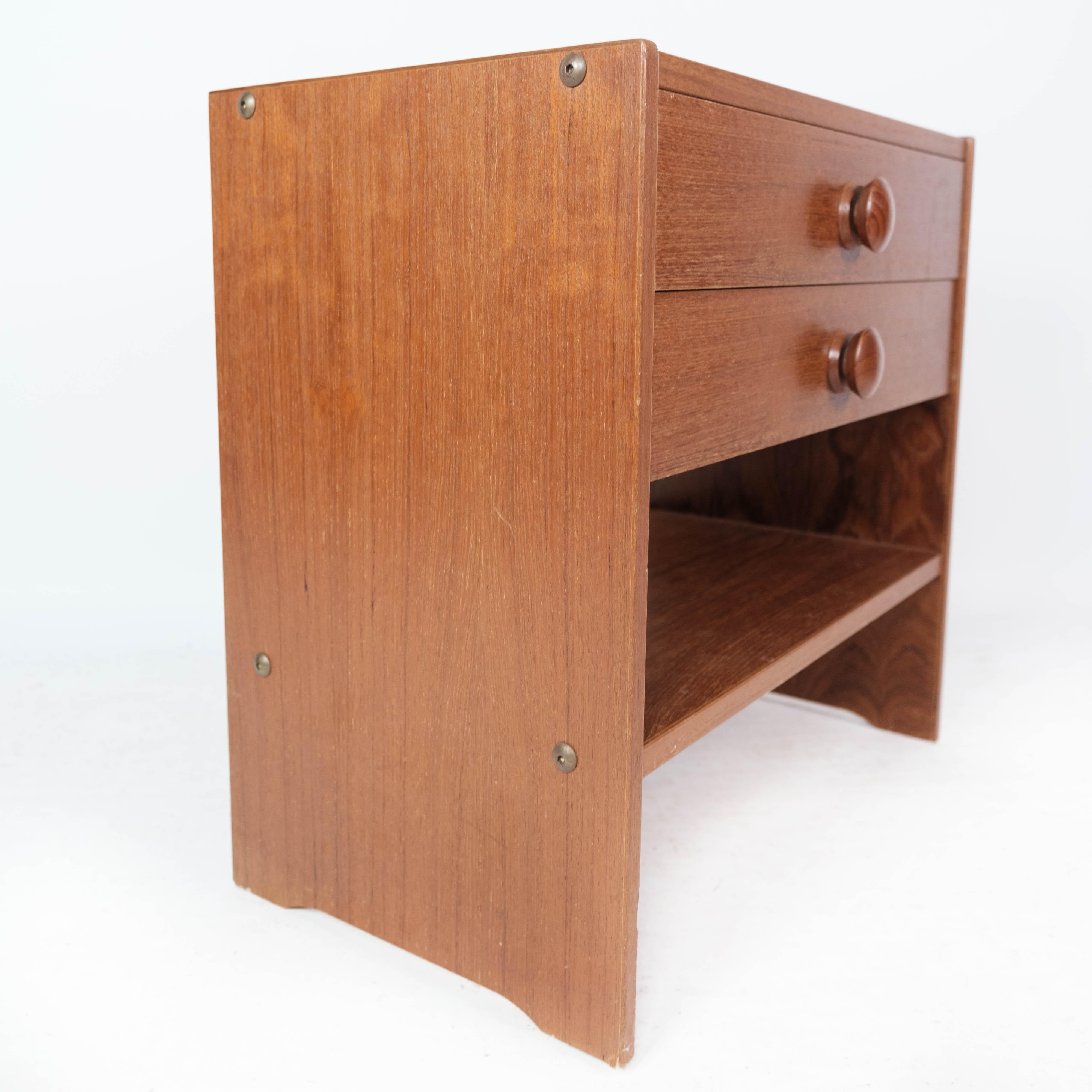 Bedside Table with Drawers in Teak of Danish Design by Pbj Furniture For Sale 3