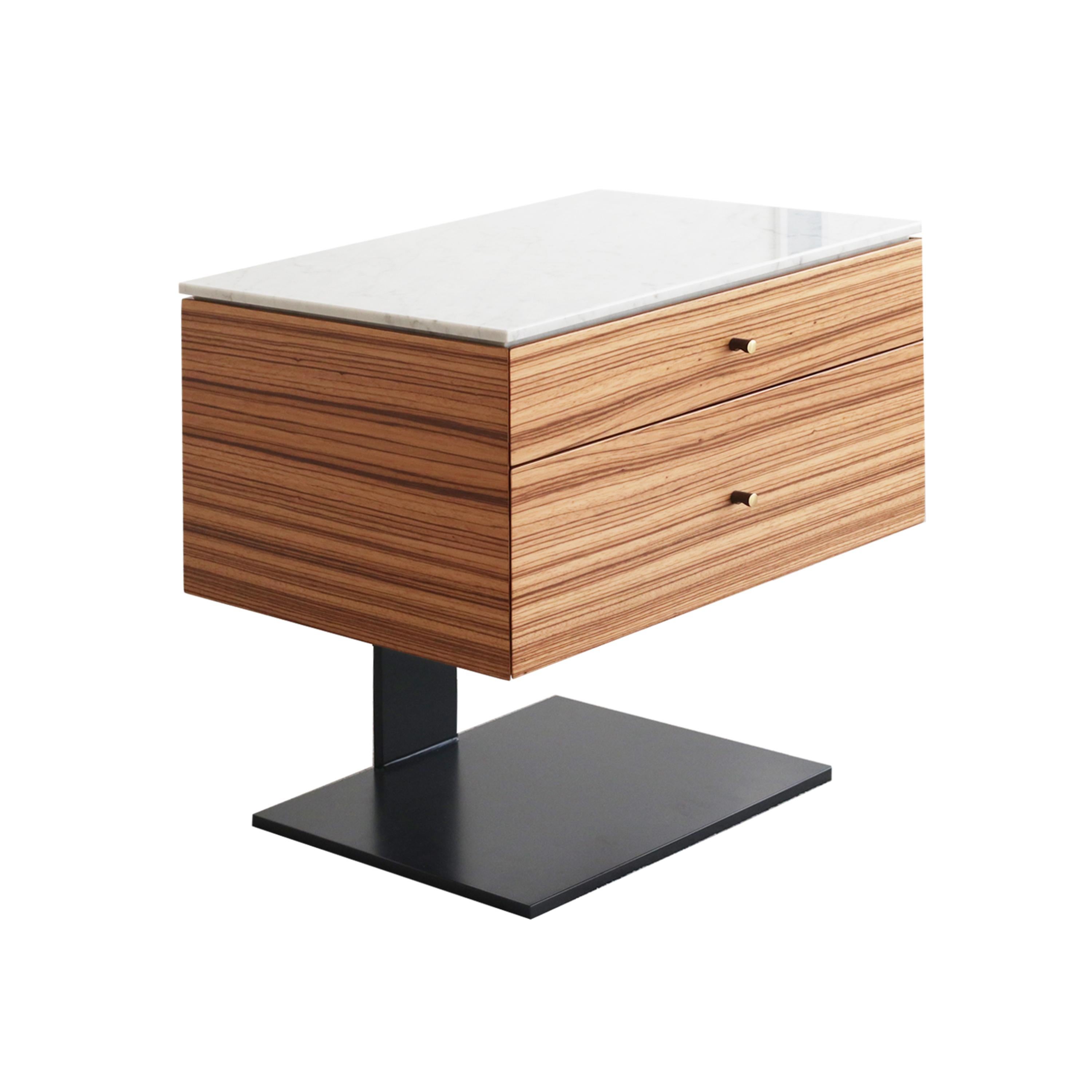 As with all our furniture, this bedside table is made to order and is therefore highly customisable, including in size and finish. The customisation fee is only 10%, which is added to the retail price.

This smartly proportioned two-drawer bedside