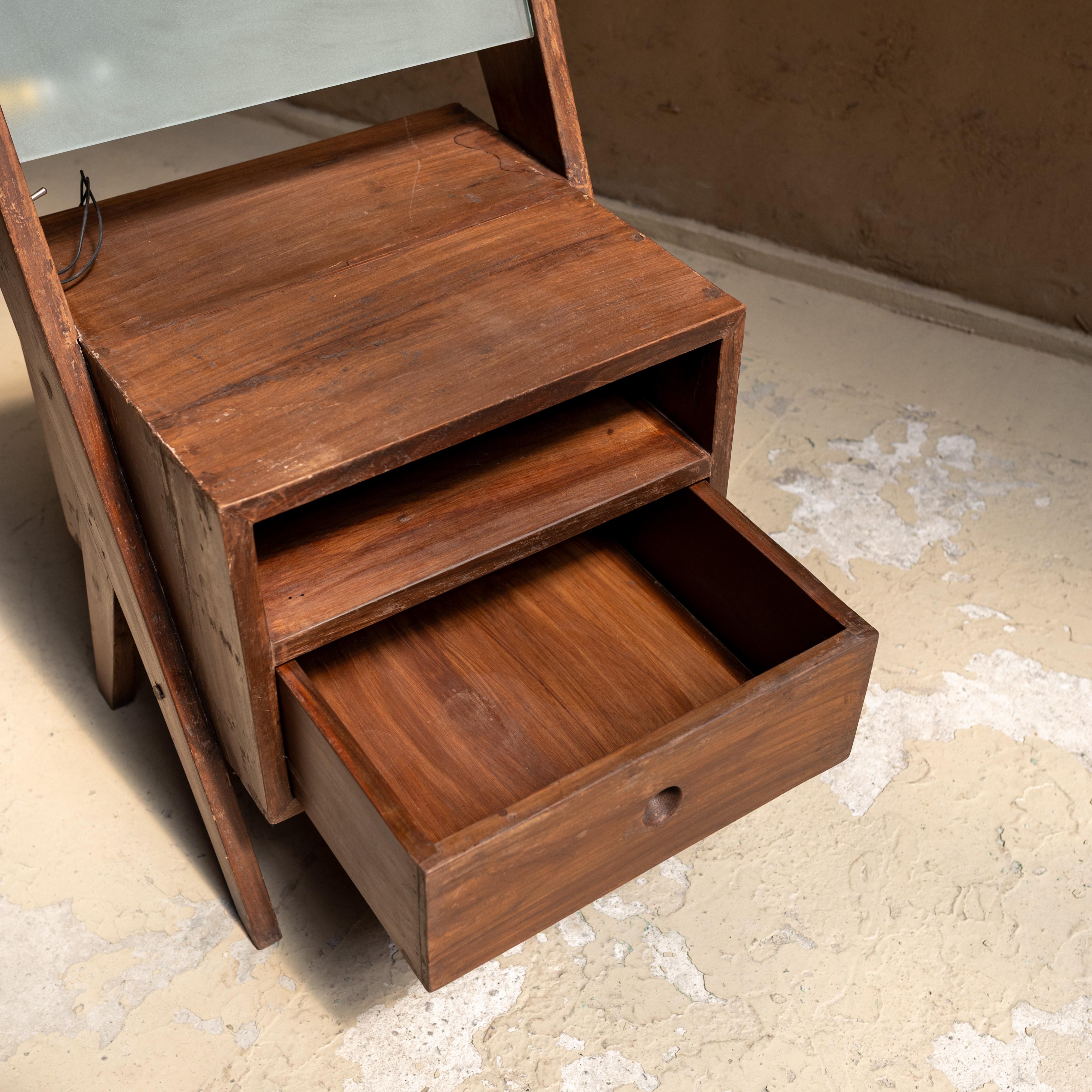 Bedside Table with Lamp by Pierre Jeanneret, Chandigarh For Sale 2