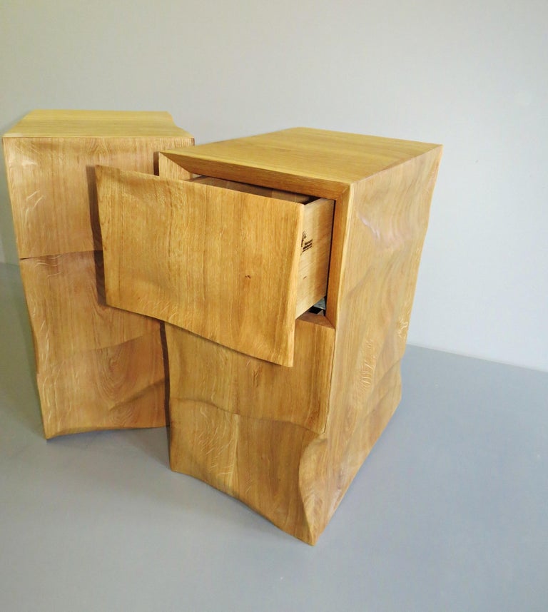 Bedside Tables 2 Pieces Solid Oak, Organic Modern, Handmade, New, Made