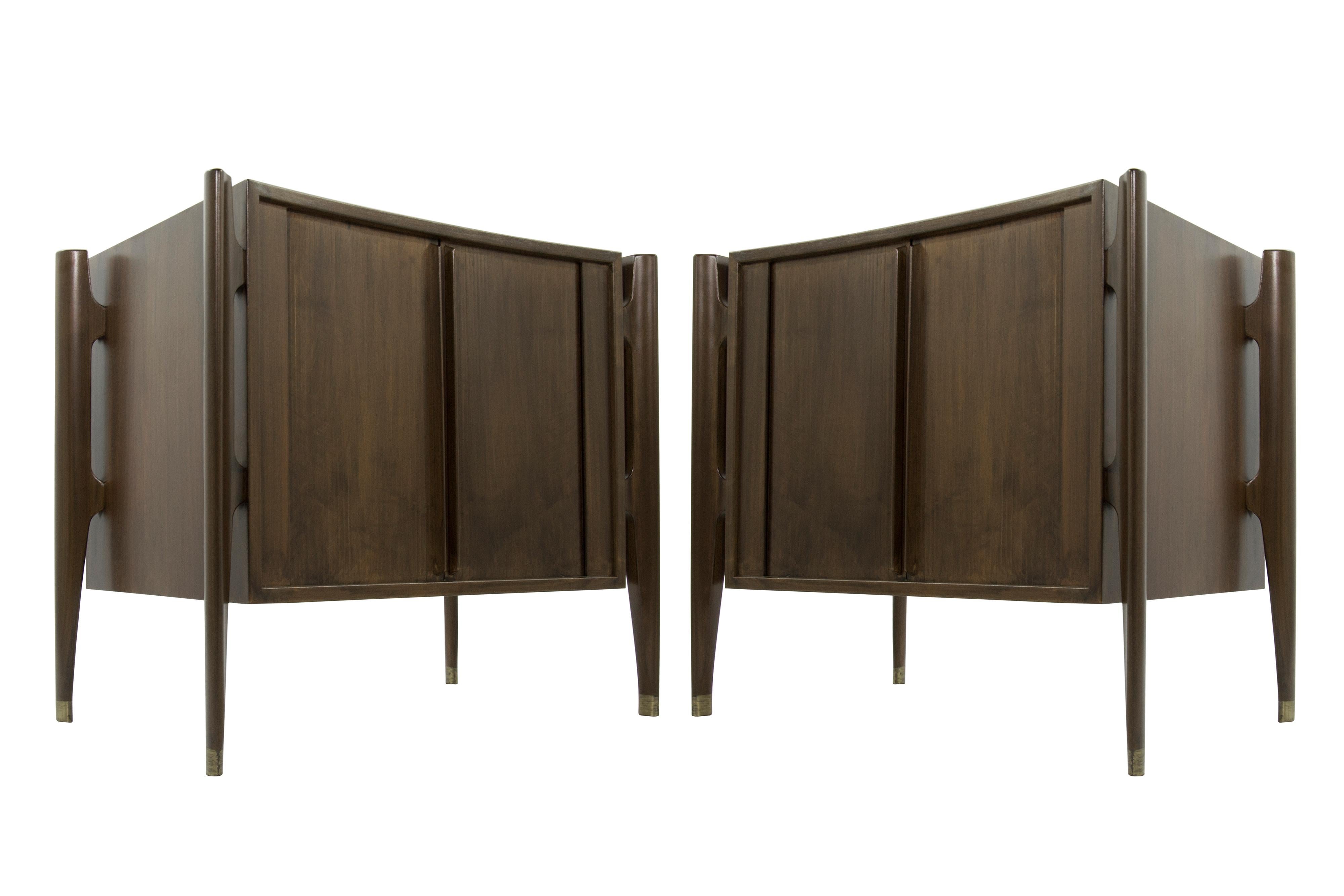 Brass Bedside Tables by Jorgen Clausen in Rosewood, Denmark, 1950s