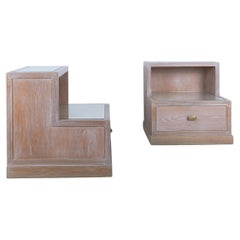 Tables de chevet Ceruse en chêne et verre, 1970