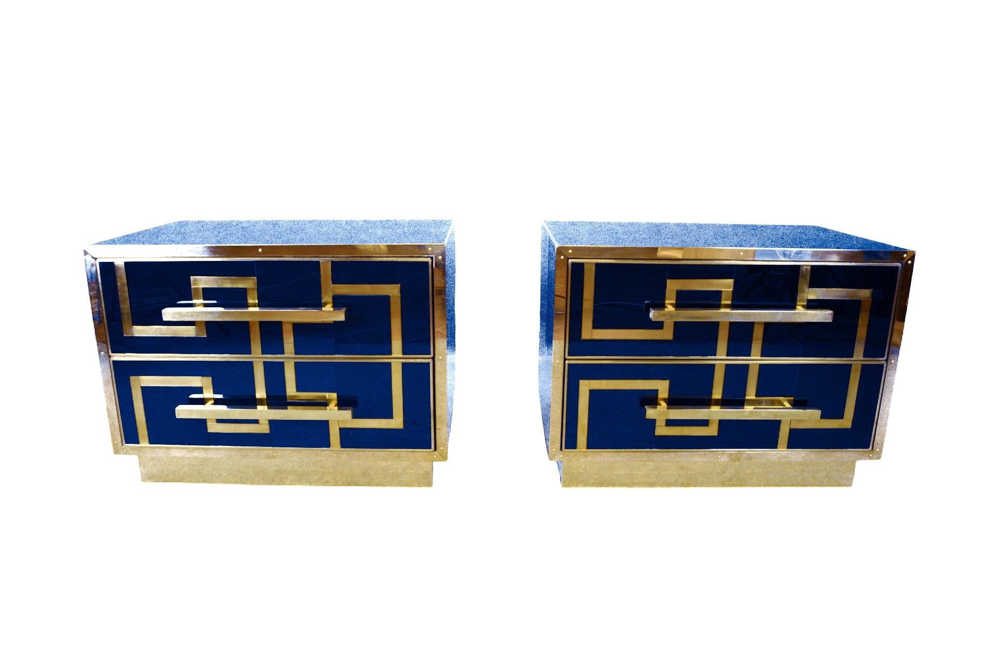 Italian Tables de chevet pour ceux qui aiment le bleu, bleu saphir fait main, justfurnituress en vente