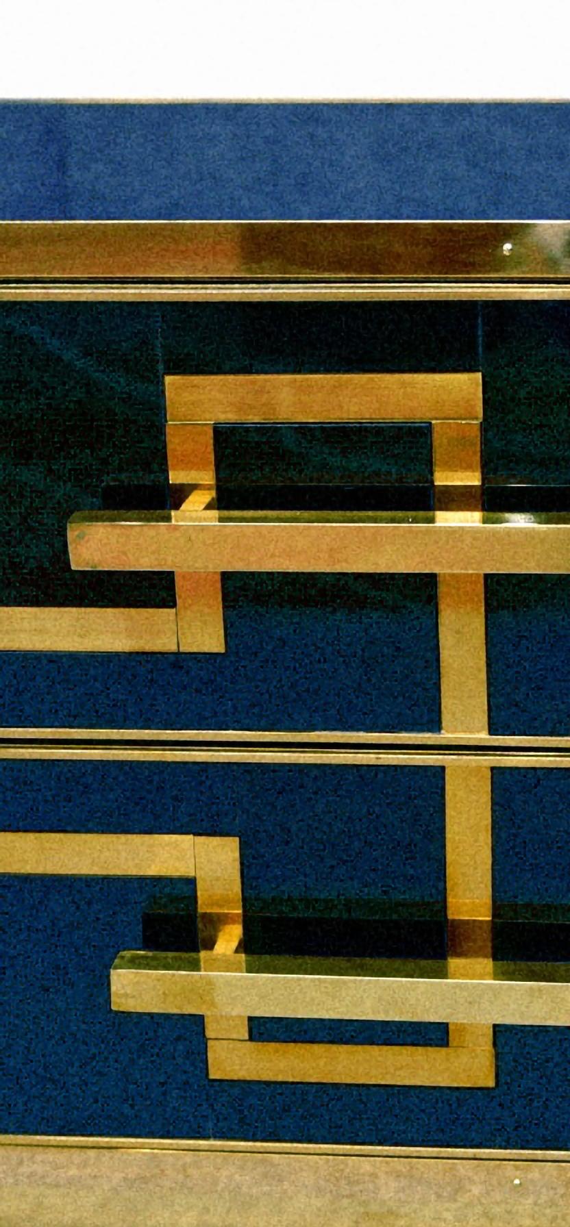 Laiton Tables de chevet pour ceux qui aiment le bleu, bleu saphir fait main, justfurnituress en vente