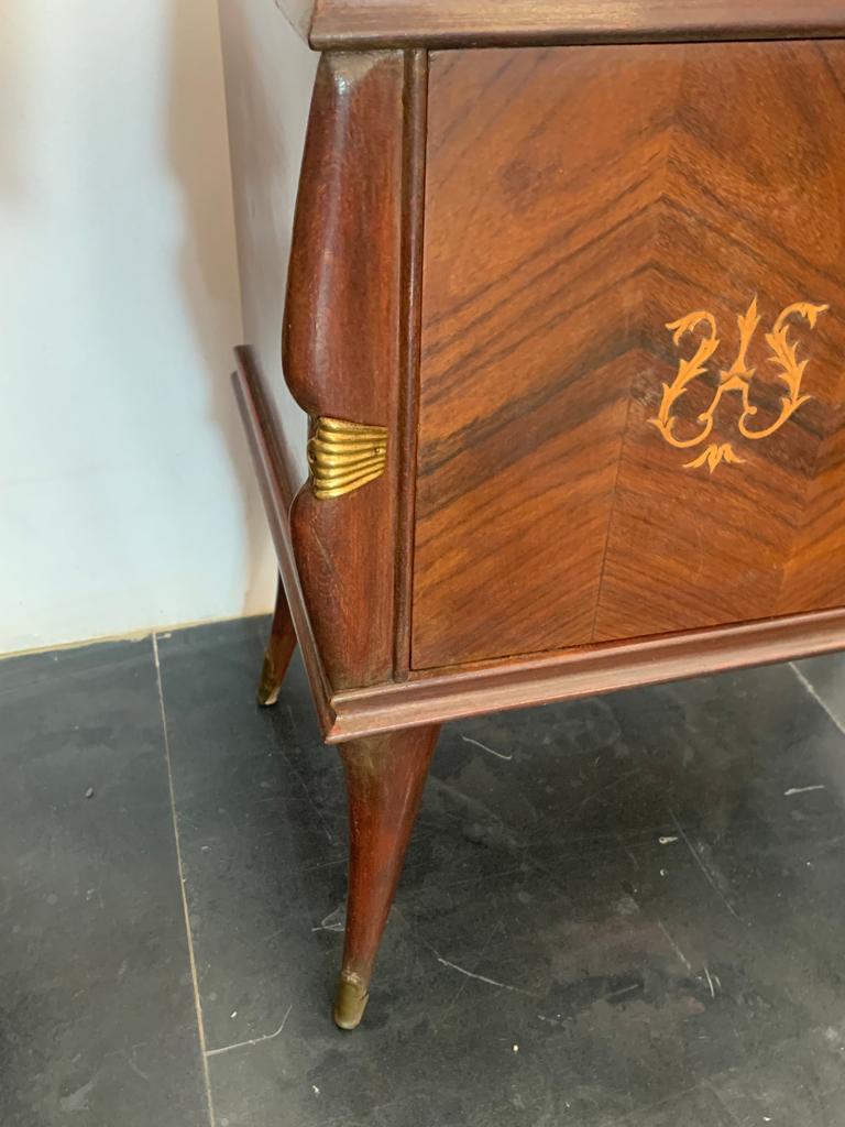 Bedside Tables in Rosewood & Brass, Set of 2 For Sale 5