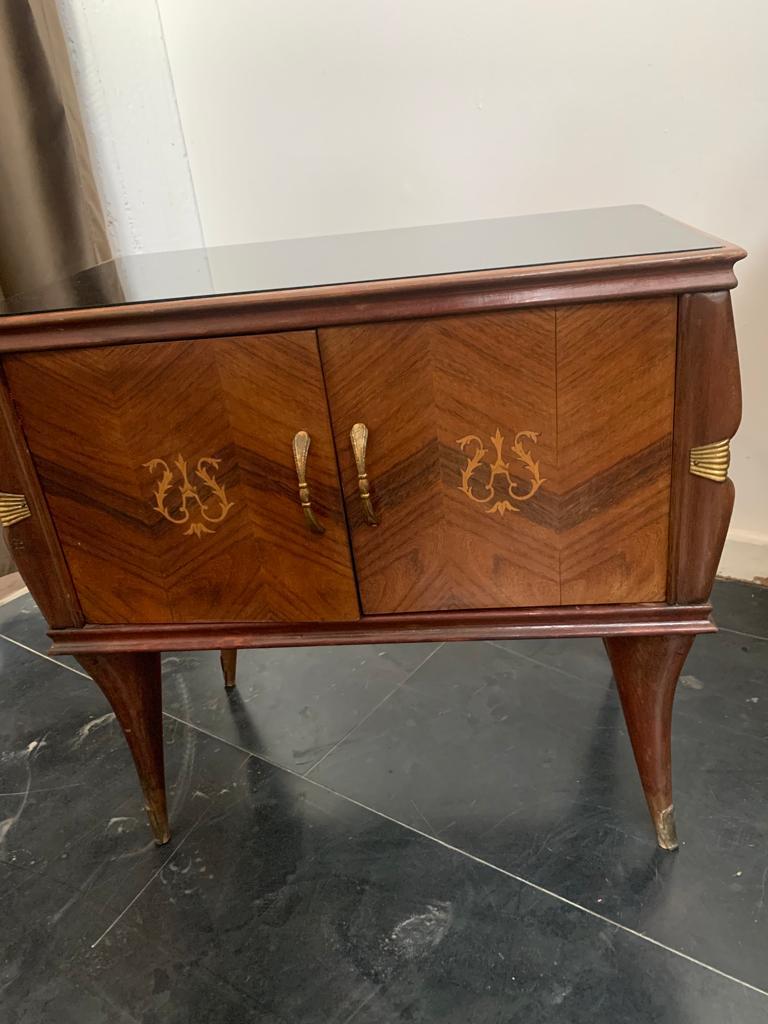 Bedside Tables in Rosewood & Brass, Set of 2 For Sale 3
