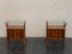 Bedside Tables in Rosewood with Generous Glass Topб Set of 2
