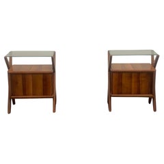 Vintage Bedside Tables in Rosewood with Generous Glass Topб Set of 2