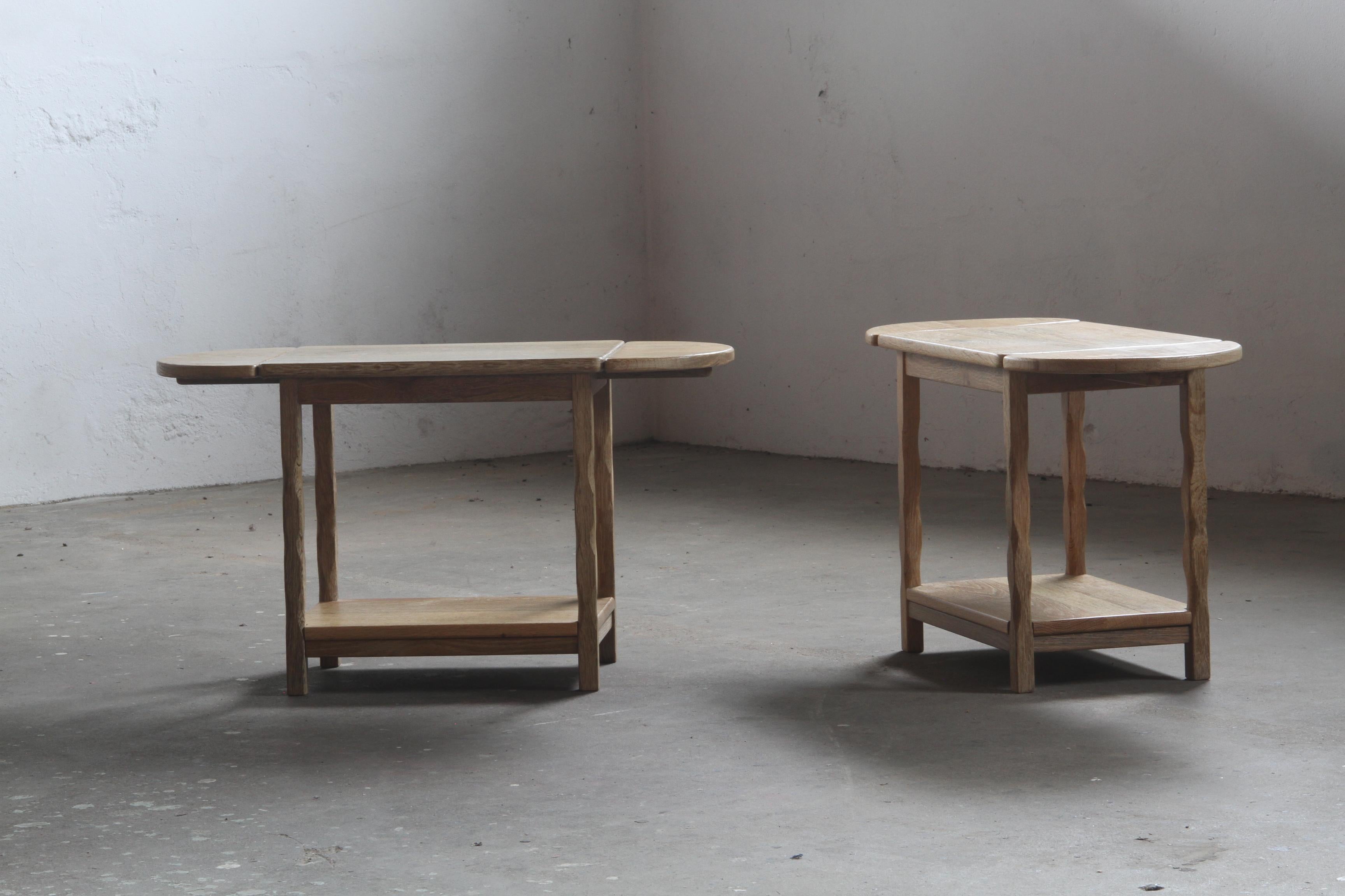Late 20th Century Bedside tables in the style of Kjærnulf, solid oak, denmark For Sale