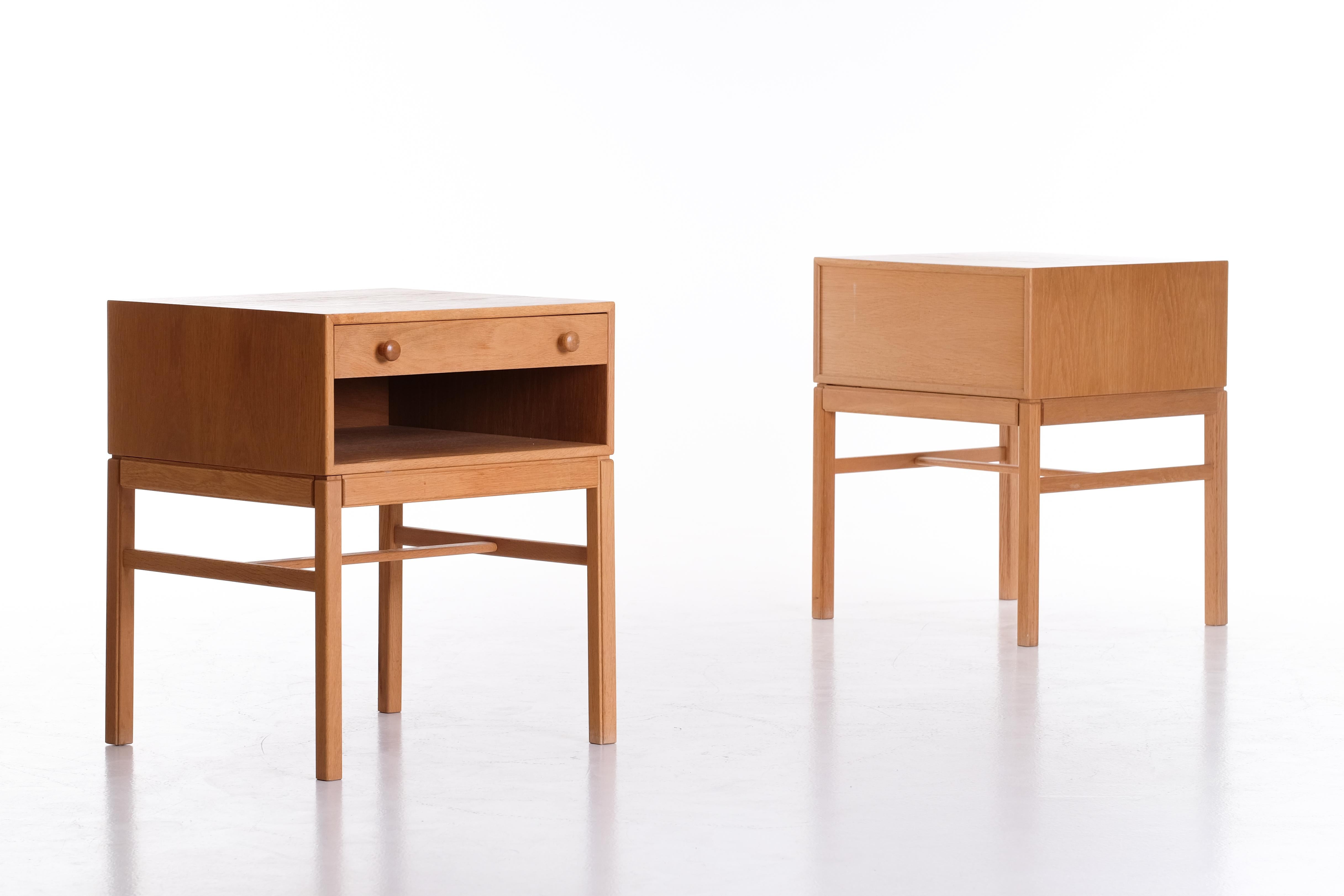 Oak Bedside Tables Model 'Casino' by Sven Engström & Gunnar Myrstrand, Sweden, 1960s