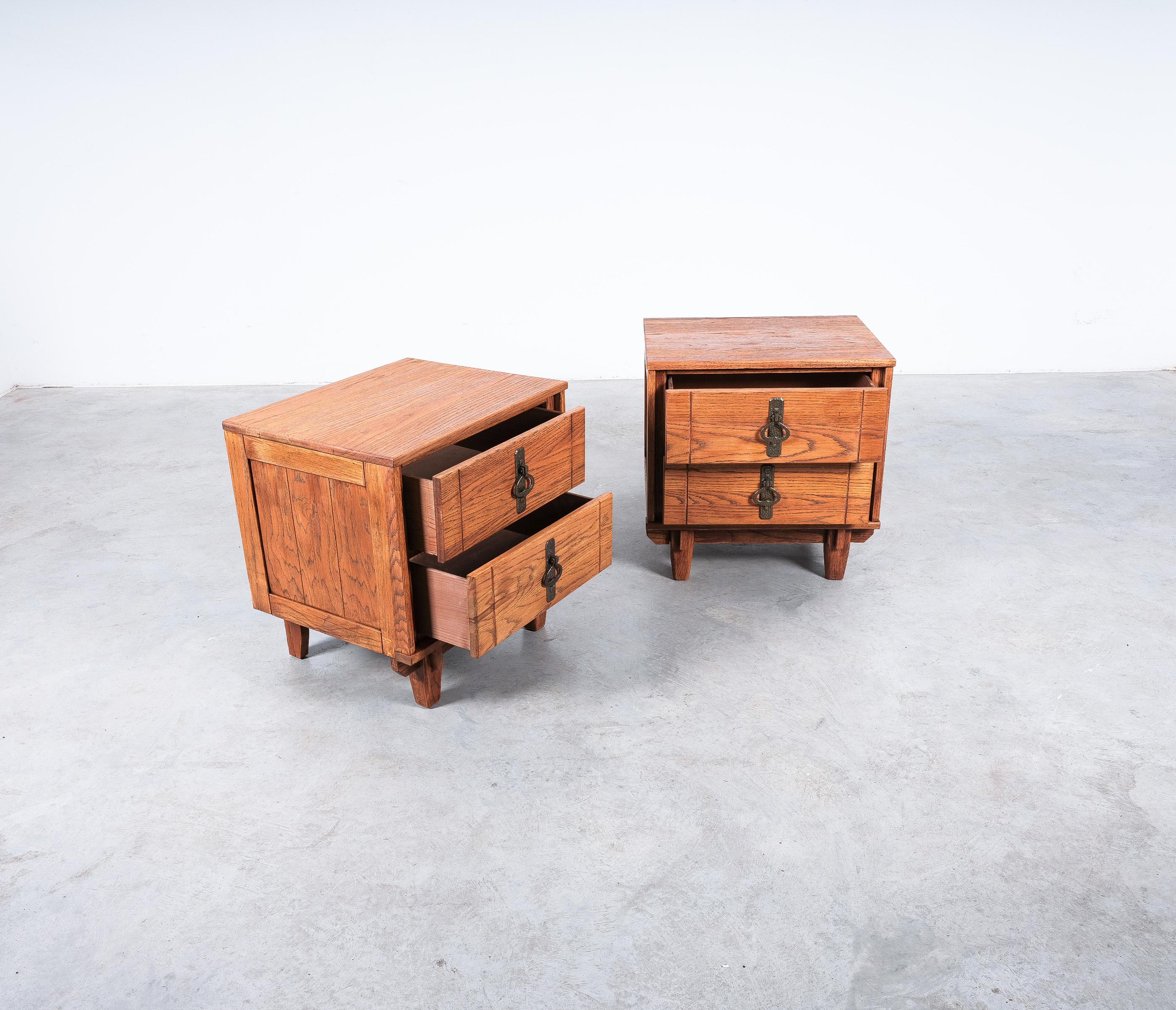 Bedside Tables or Chest of Drawers Walnut, France, 1960 For Sale 2