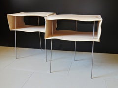 Bedside Tables, Organic Design, Handmade, Two-Pieces Set, Solid Wood