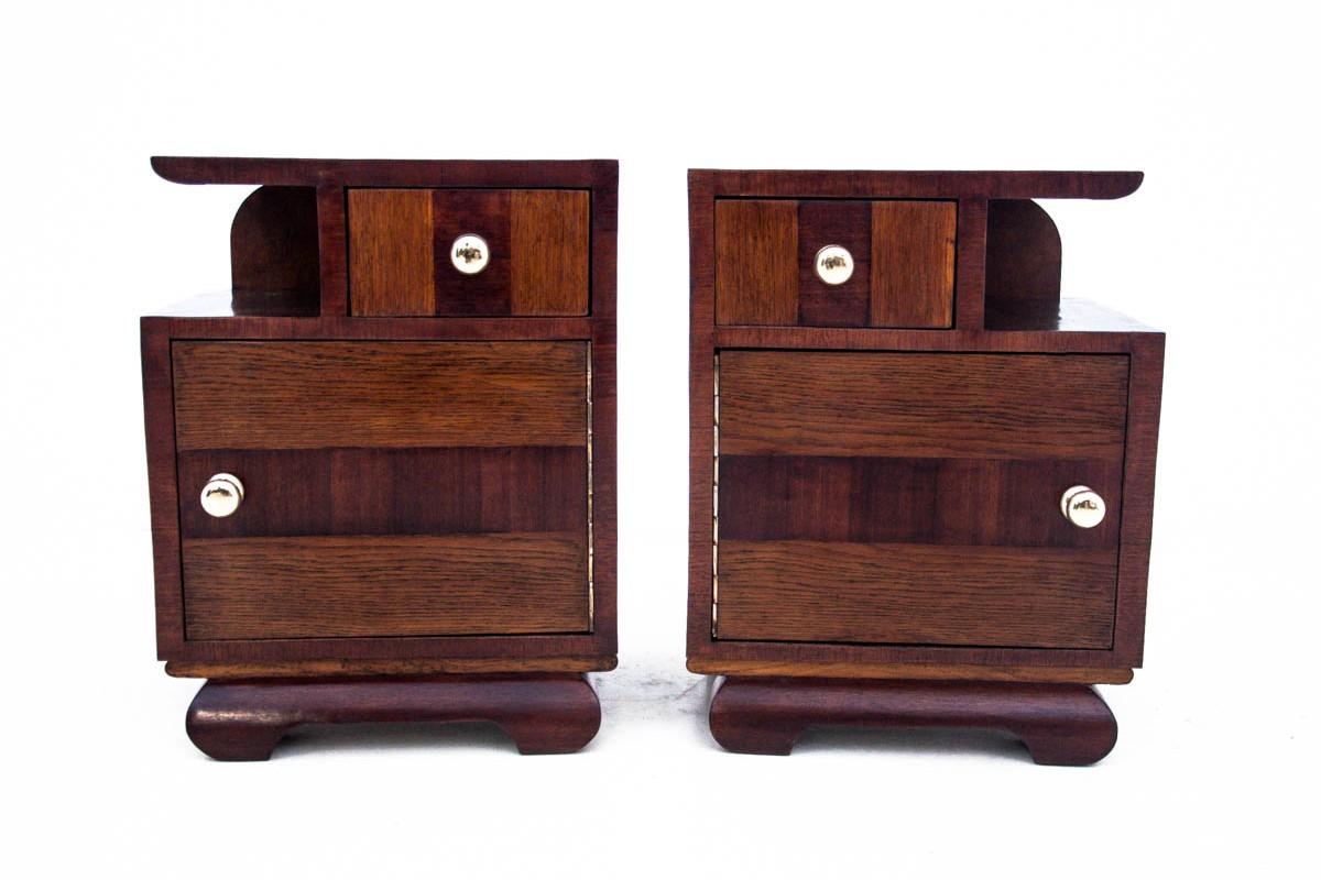 Art Deco Bedside Tables, Poland, Around 1950, after Renovation