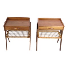 Bedside Tables, Søren Rasmussen, Teak, Wicker, 1960