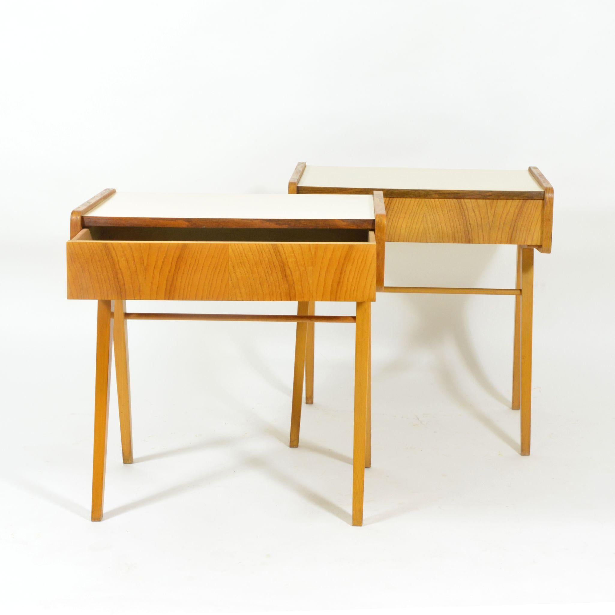 Slovak Bedside Tables with Formica Tops, 1970s, Set of Two For Sale
