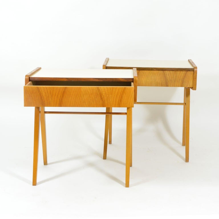 Slovakian Bedside Tables with Formica Tops, 1970s, Set of Two For Sale