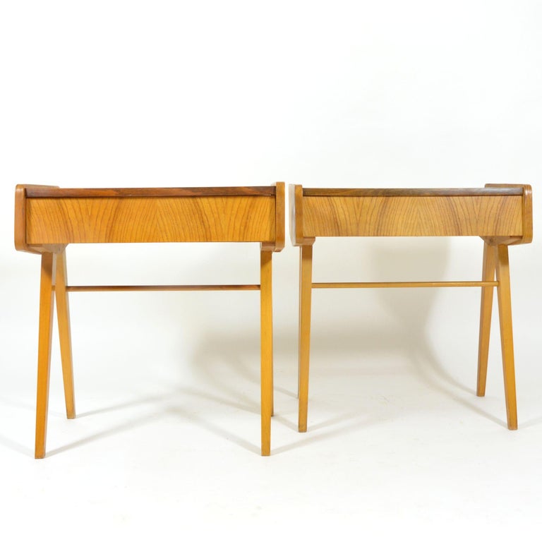 Bedside Tables with Formica Tops, 1970s, Set of Two In Fair Condition For Sale In Zbiroh, CZ