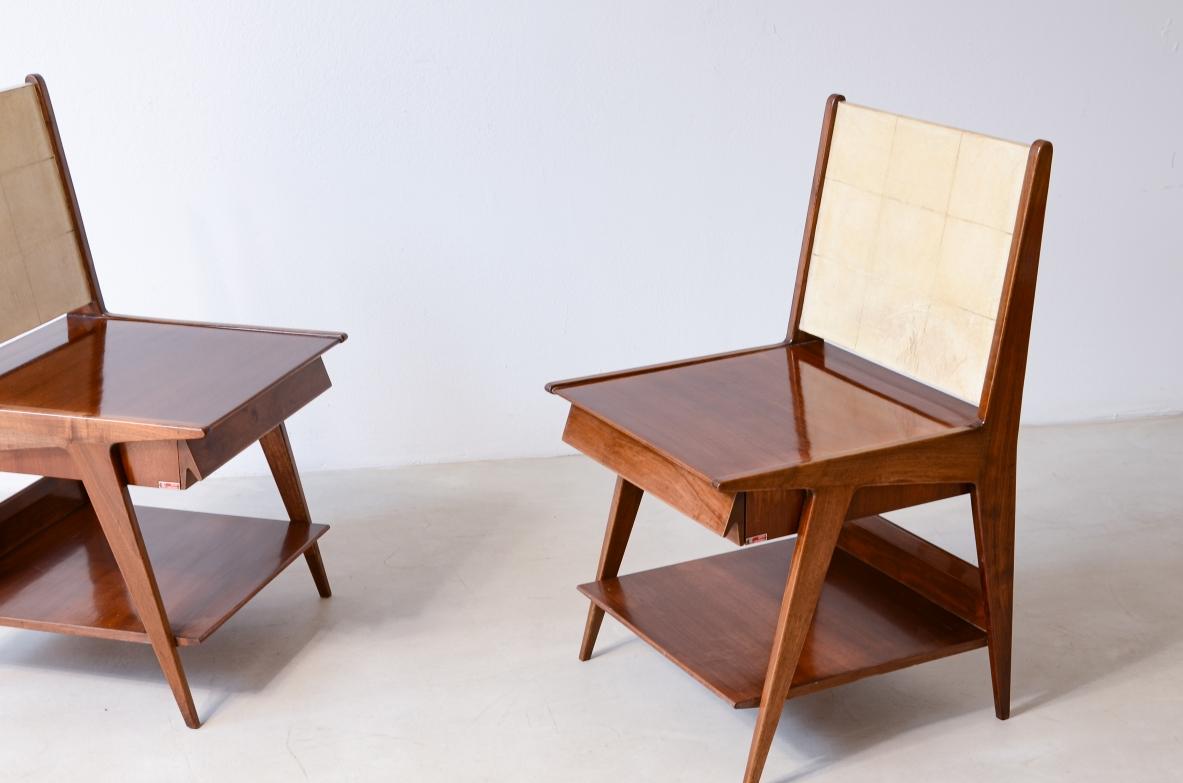 Mid-Century Modern Bedside tables with front drawer by Silvio Cavatorta For Sale