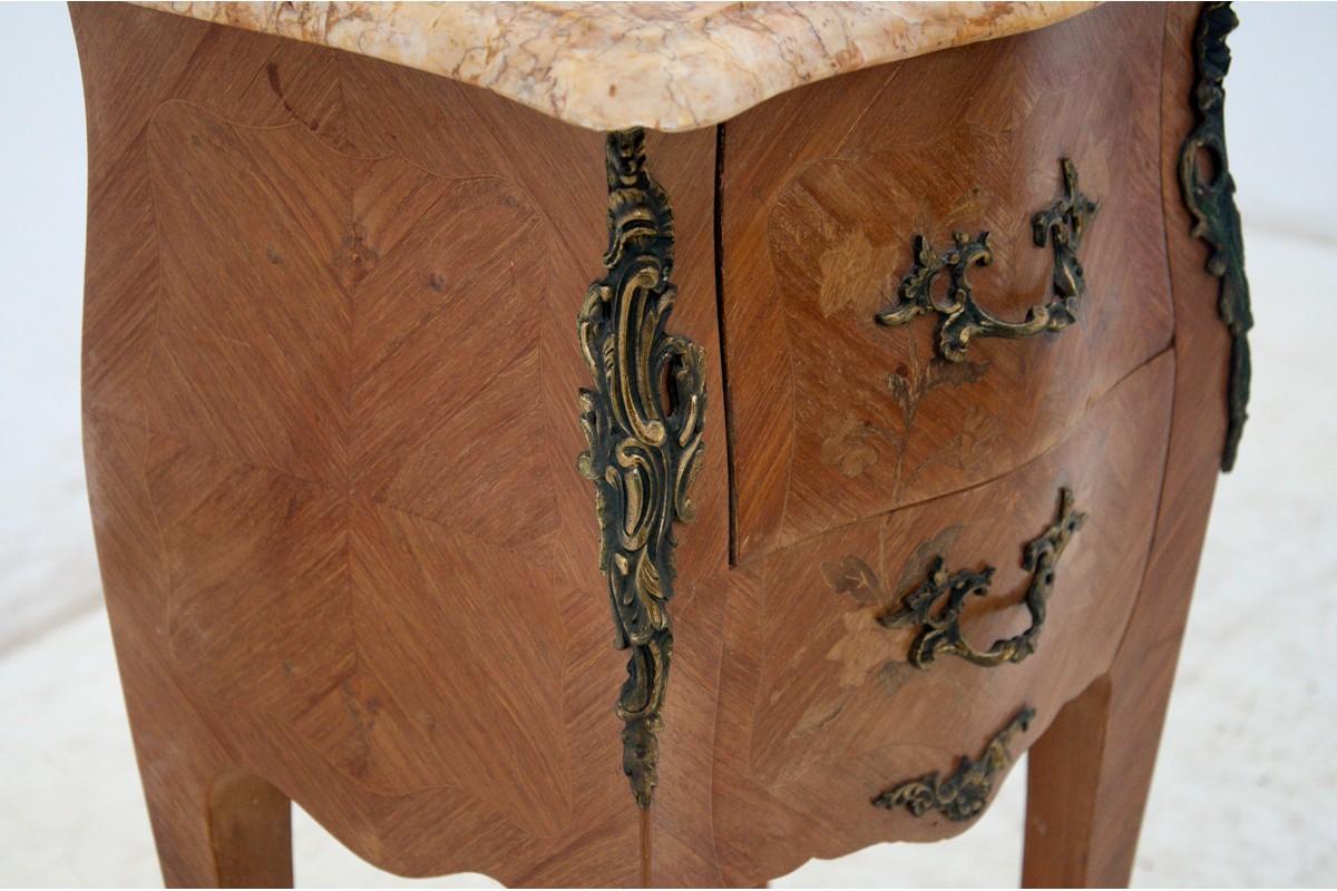 Walnut Bedside Tables with Marble Top, France, 1910s