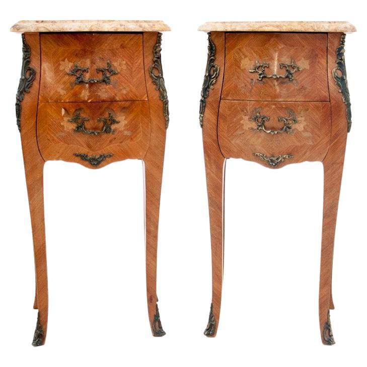 Bedside Tables with Marble Top, France, 1910s
