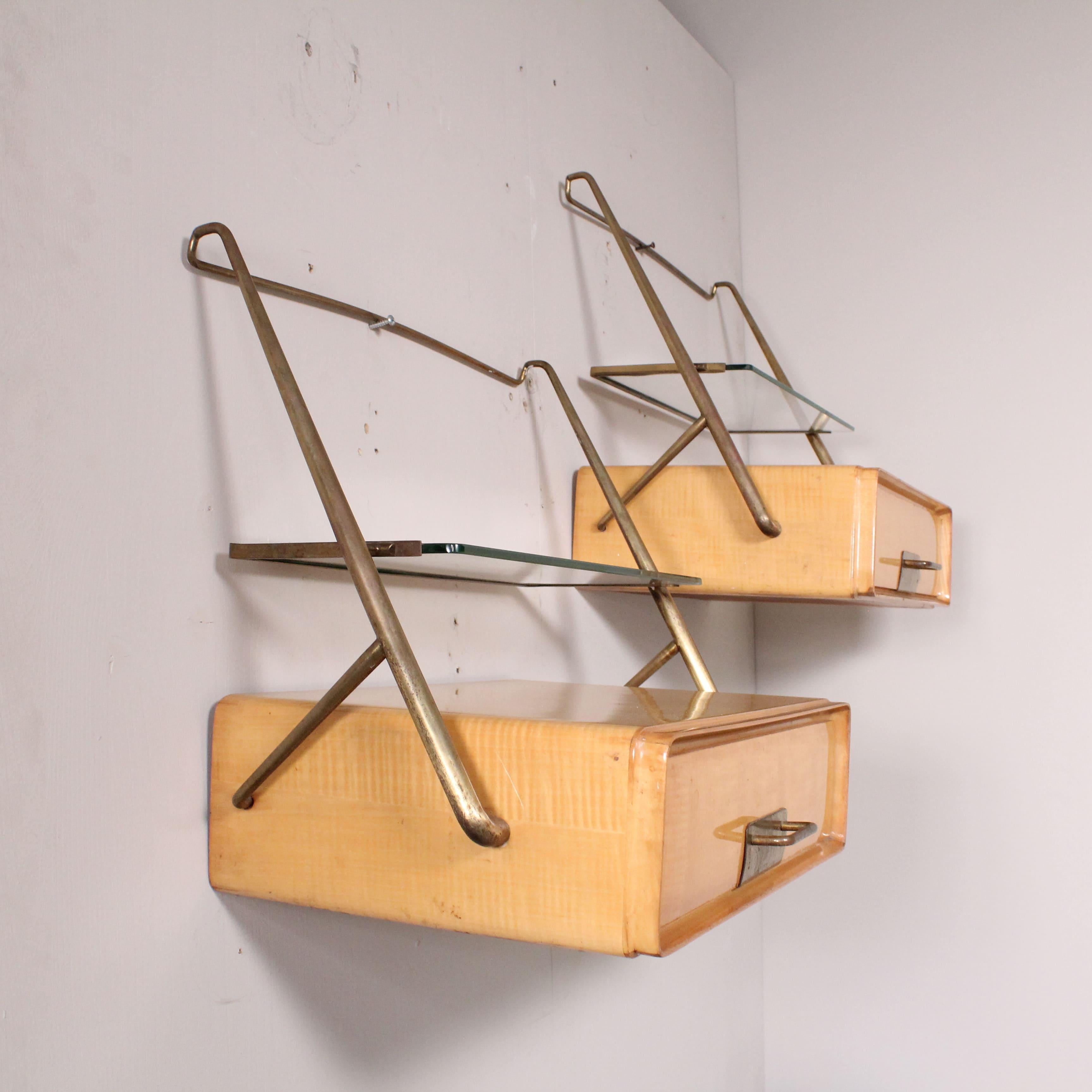 Mid-20th Century Bedsides by Silvio Cavatorta, Italy, 50s For Sale