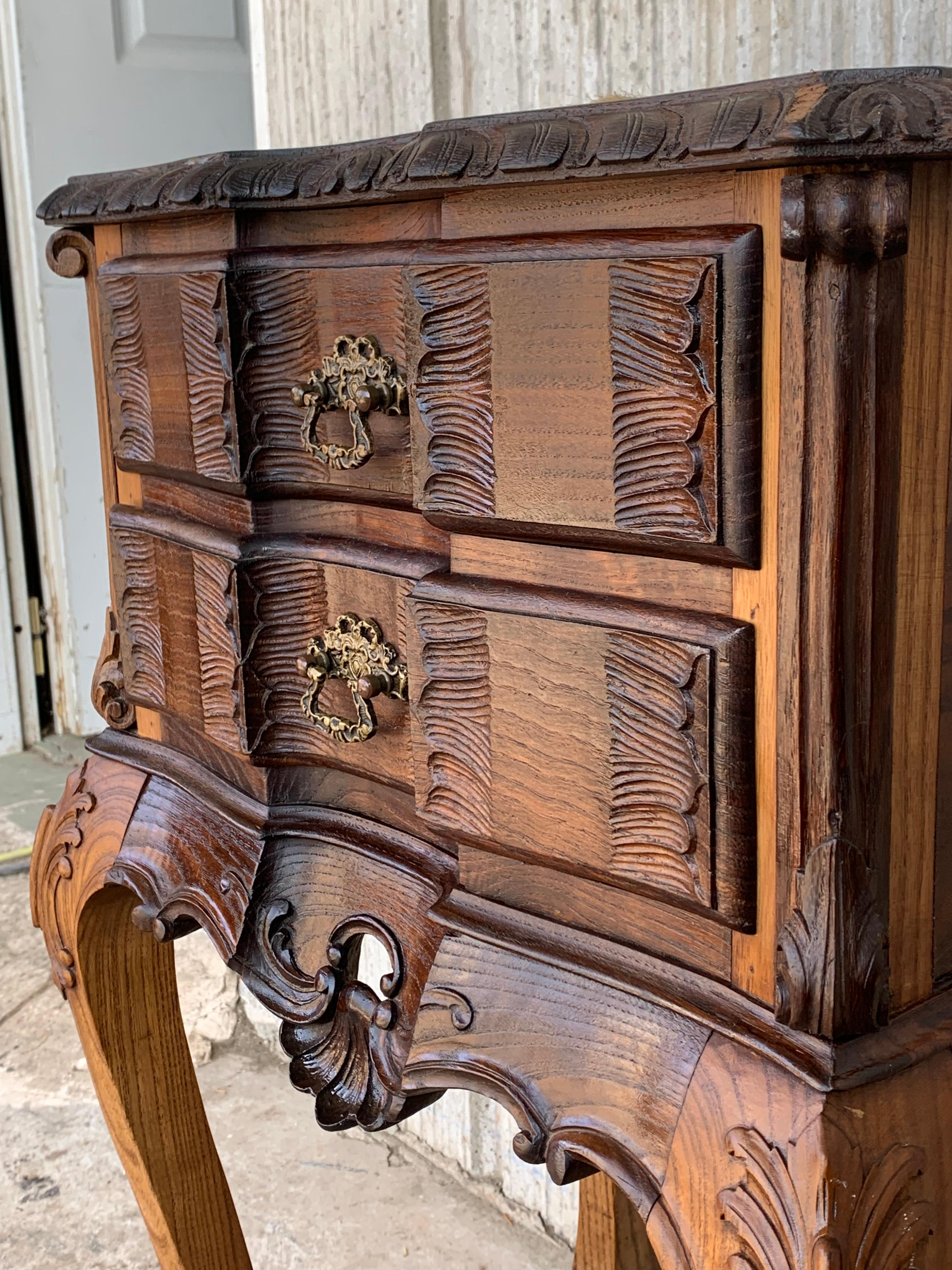 Bedsides Tables with Carved Drawers and Cabriole Legs, France For Sale 5