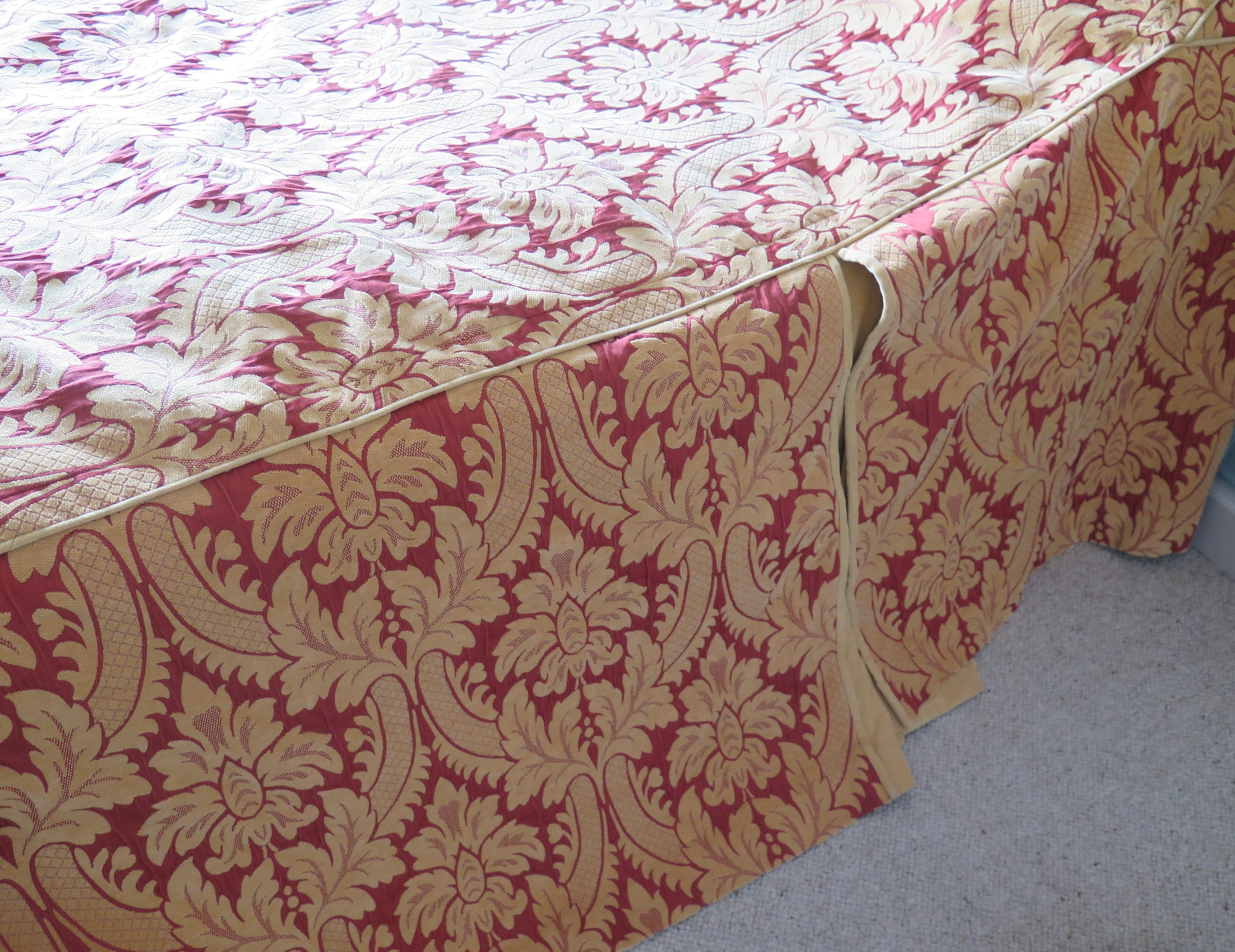 Bedspread or Throw Double Bed Size Box Pleats Baroque Pattern, Vintage