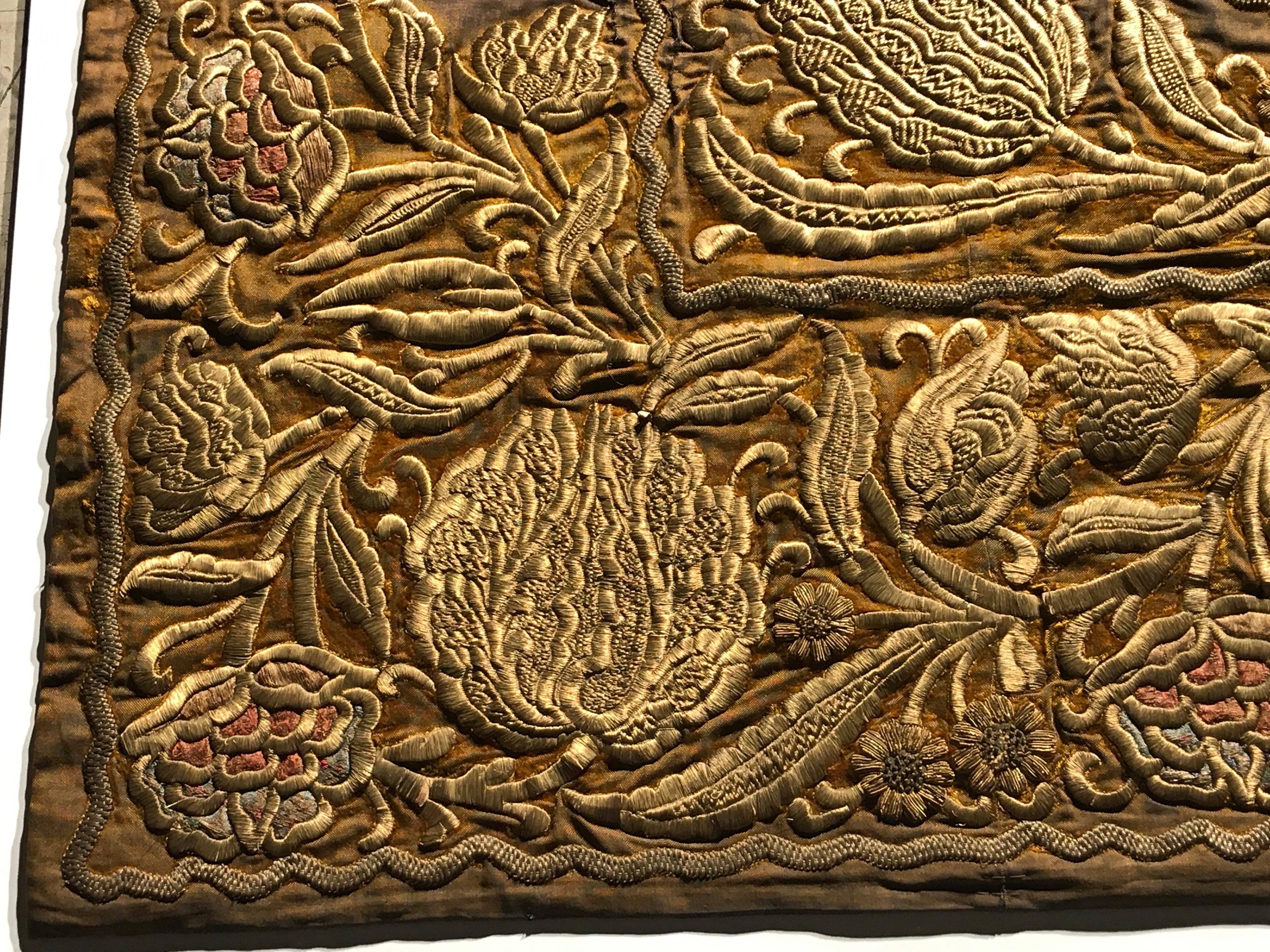 Bettspread TischCloth Gold Threadwork Drahtarbeit Samt Ottomane Barock bestickt im Angebot 4
