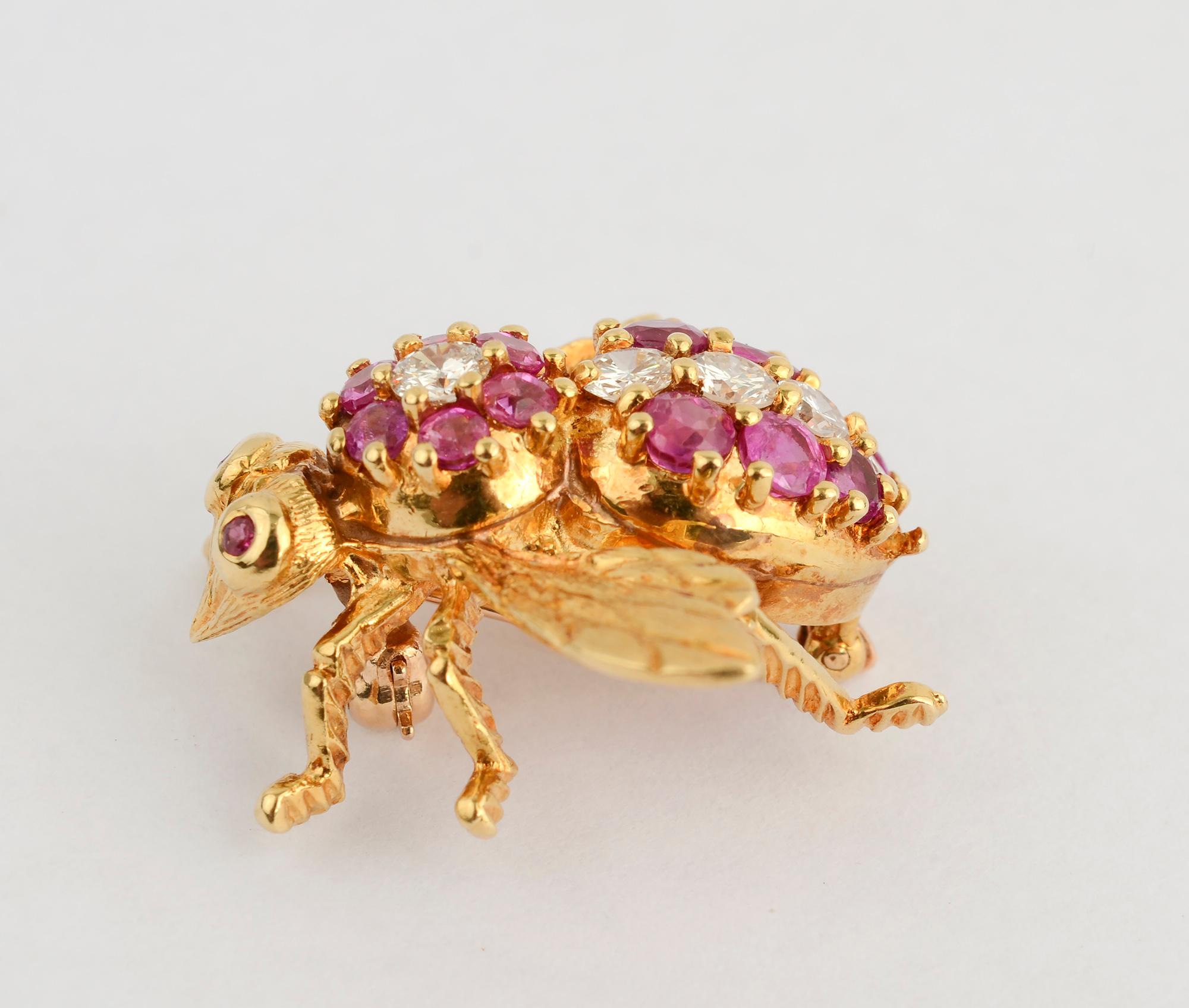 Bee Brooch with Rubies and Diamonds In Excellent Condition In Darnestown, MD