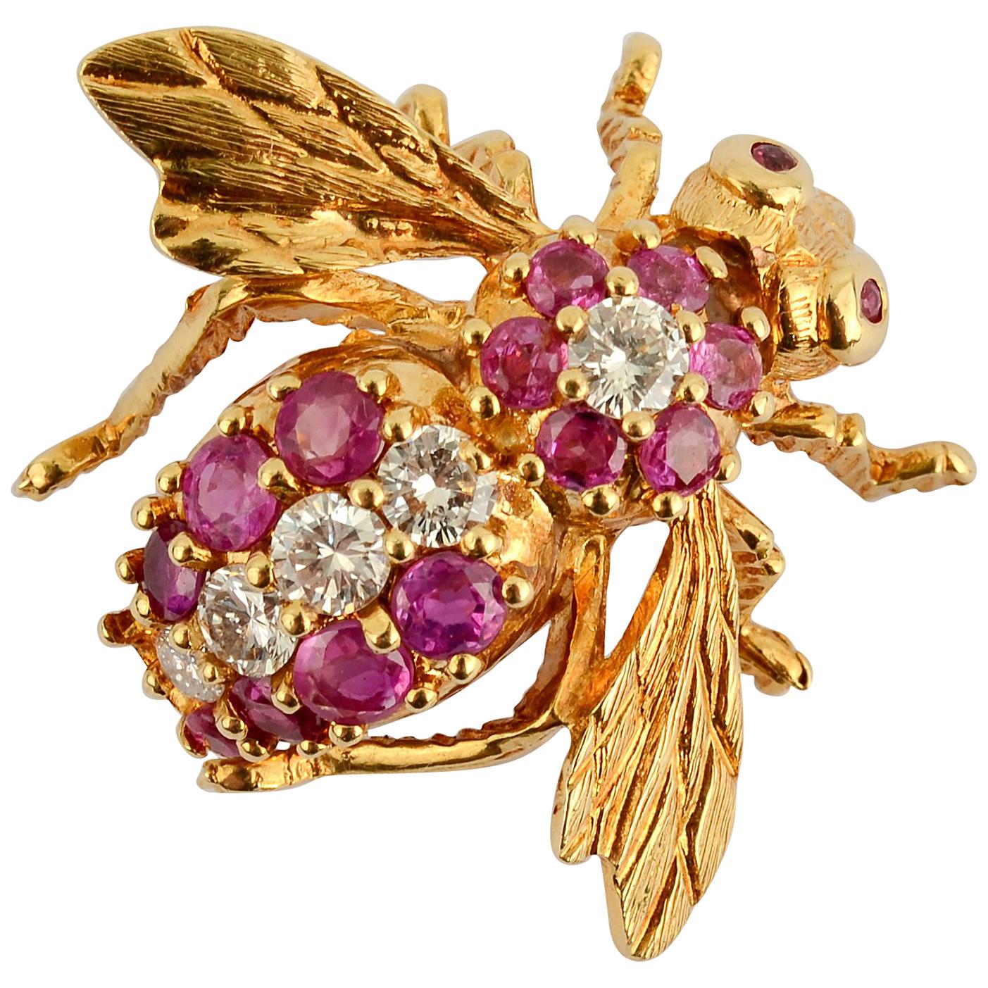 Bee Brooch with Rubies and Diamonds