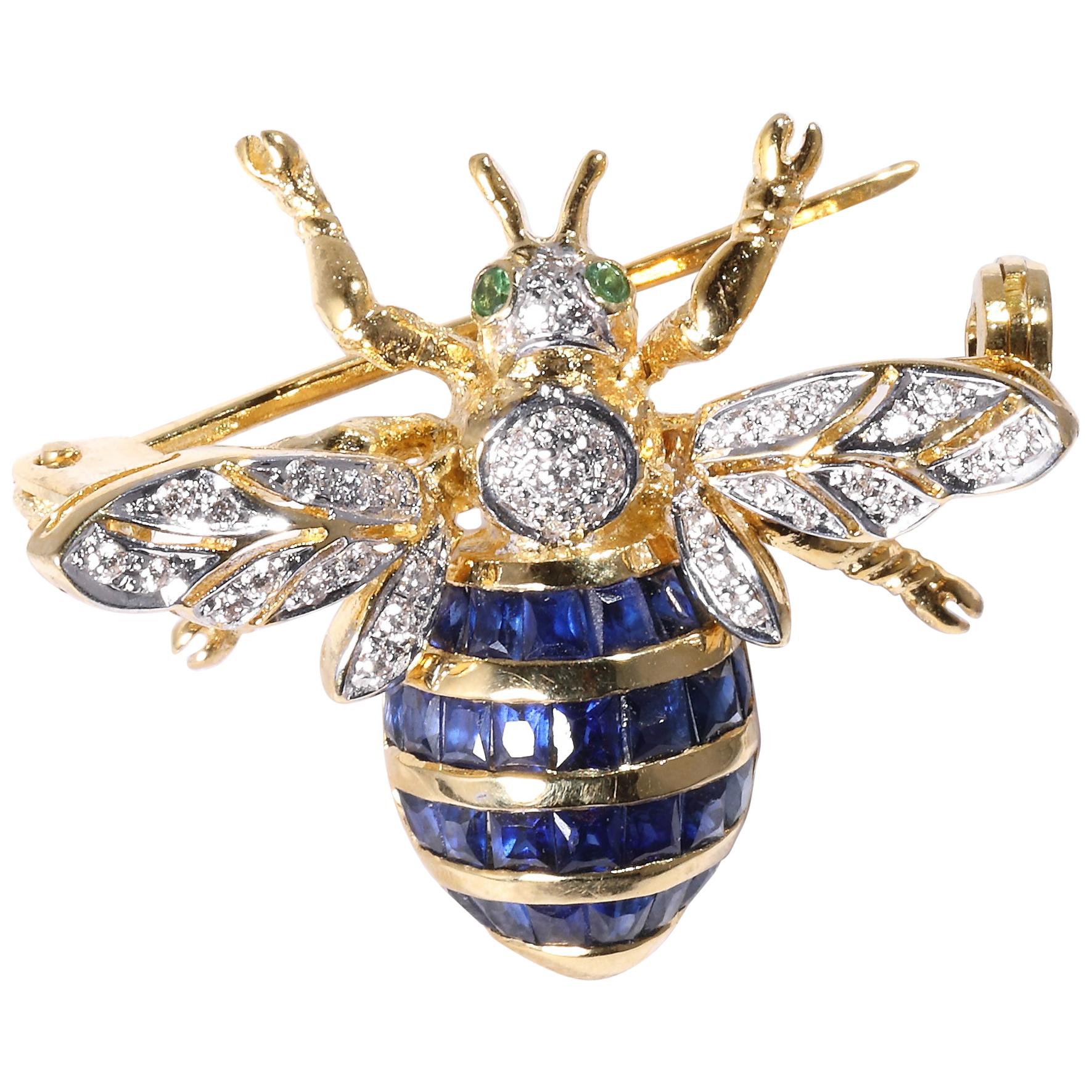 Bee Brooch with Sapphires For Sale