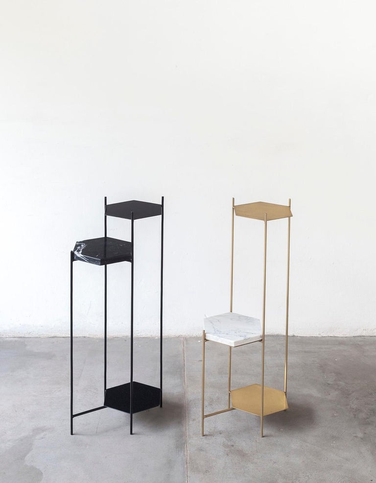 Table Ries BEE Contemporary Side Table in Brass and Marble by Ries For Sale at 1stDibs