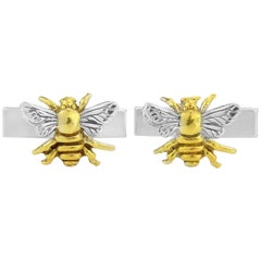 Bee Cufflinks in Sterling Silver with 18 Karat Gold Vermeil