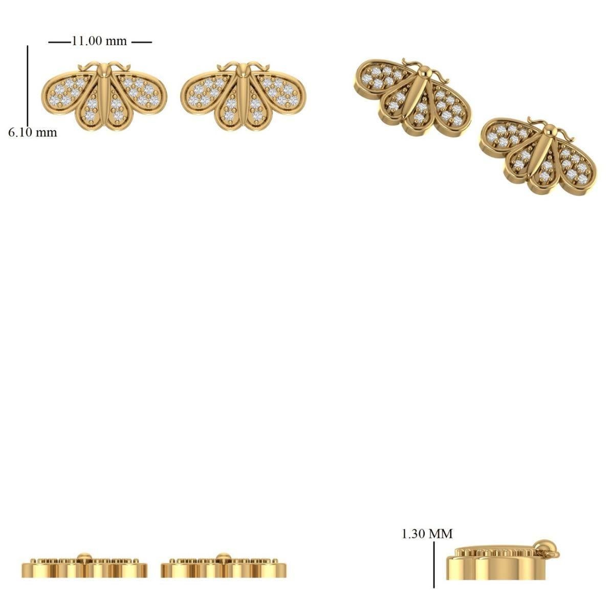 Orecchini per bambini con diamante ape in oro massiccio 14k (certificato) In condizioni Nuovo in vendita a New Delhi, DL