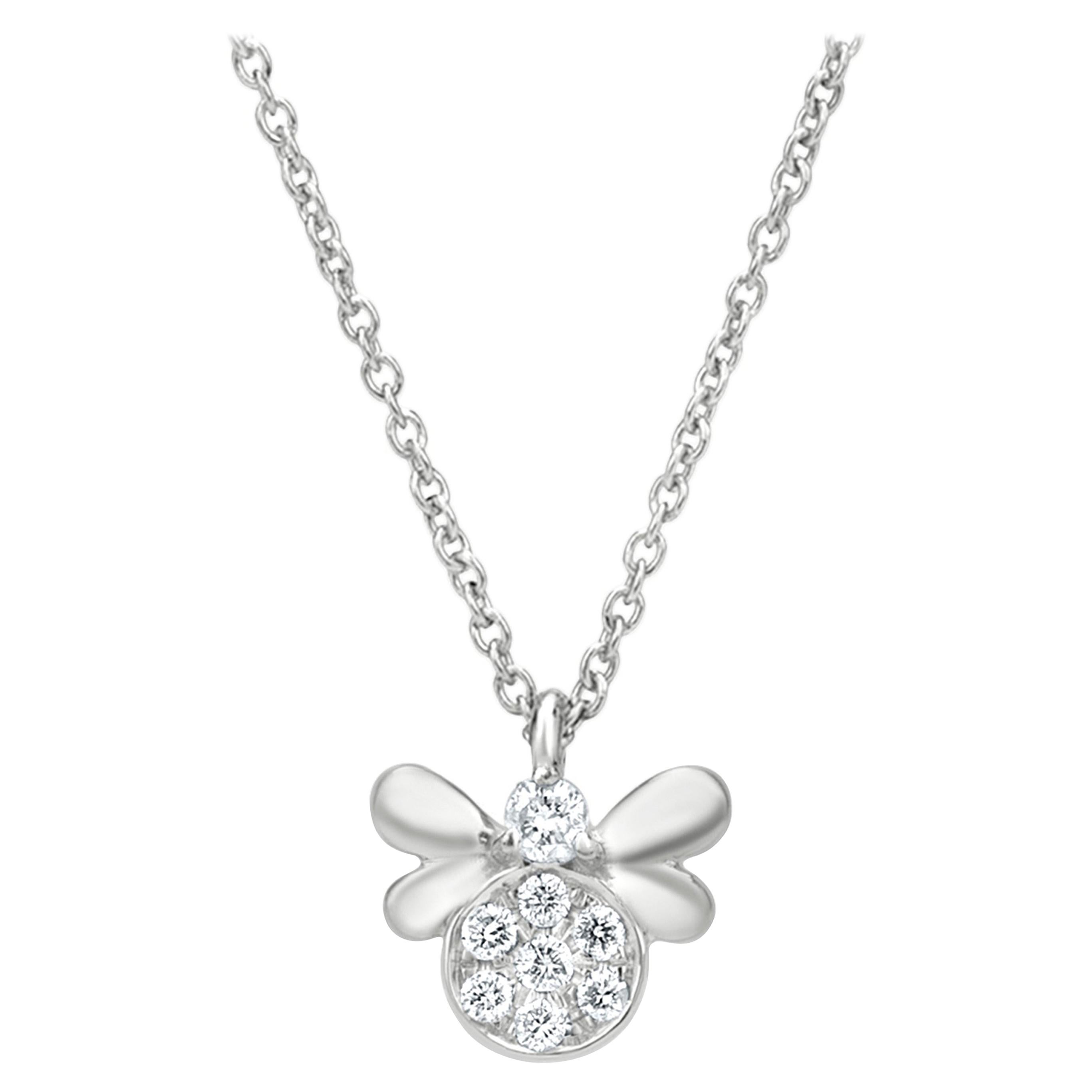 Tanzanite and Diamond Bumble Bee Necklace Pendant in White Gold For