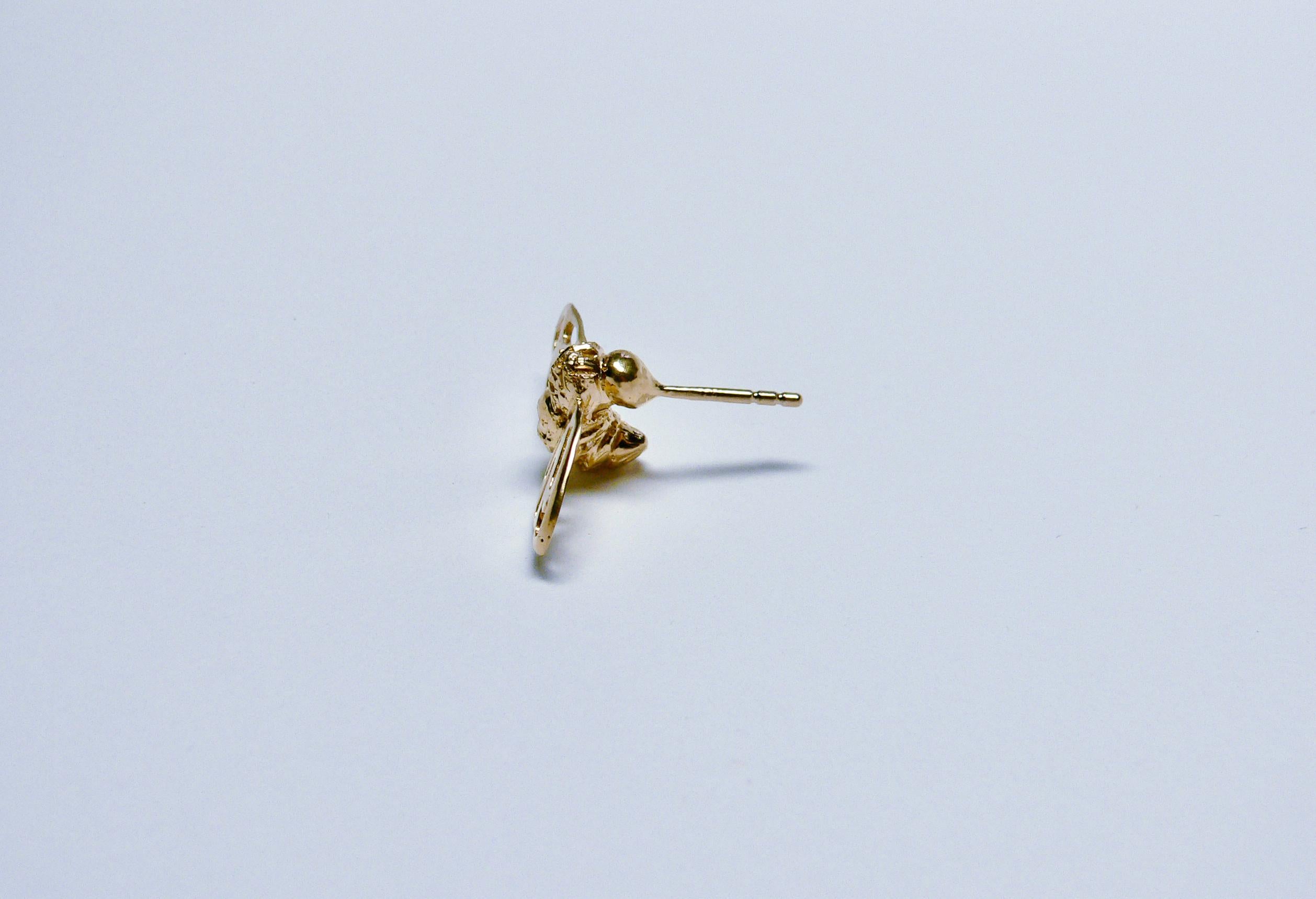 Artist Bee Earring 'A Bee on You', Sterling Silver with 18 Karat Gold-Plate For Sale