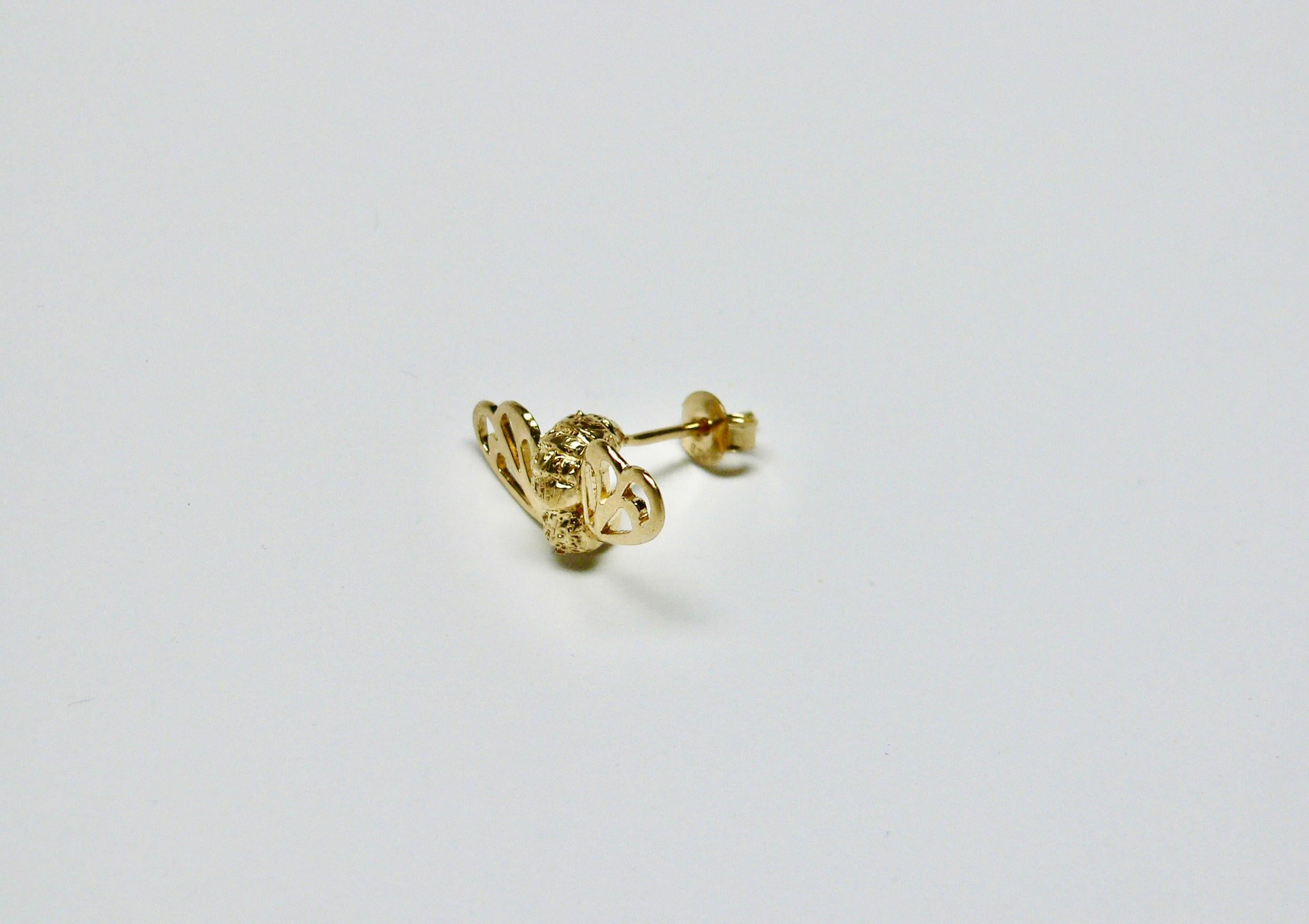 Artist Bee Earring 'A Bee Stings You', Sterling Silver with 18 Karat Gold-Plate For Sale