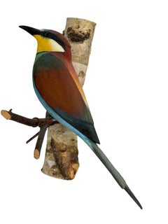 Pájaro carrocero grande de madera tallada a mano por Viechtauer, arte popular de la Black Forest, Austria