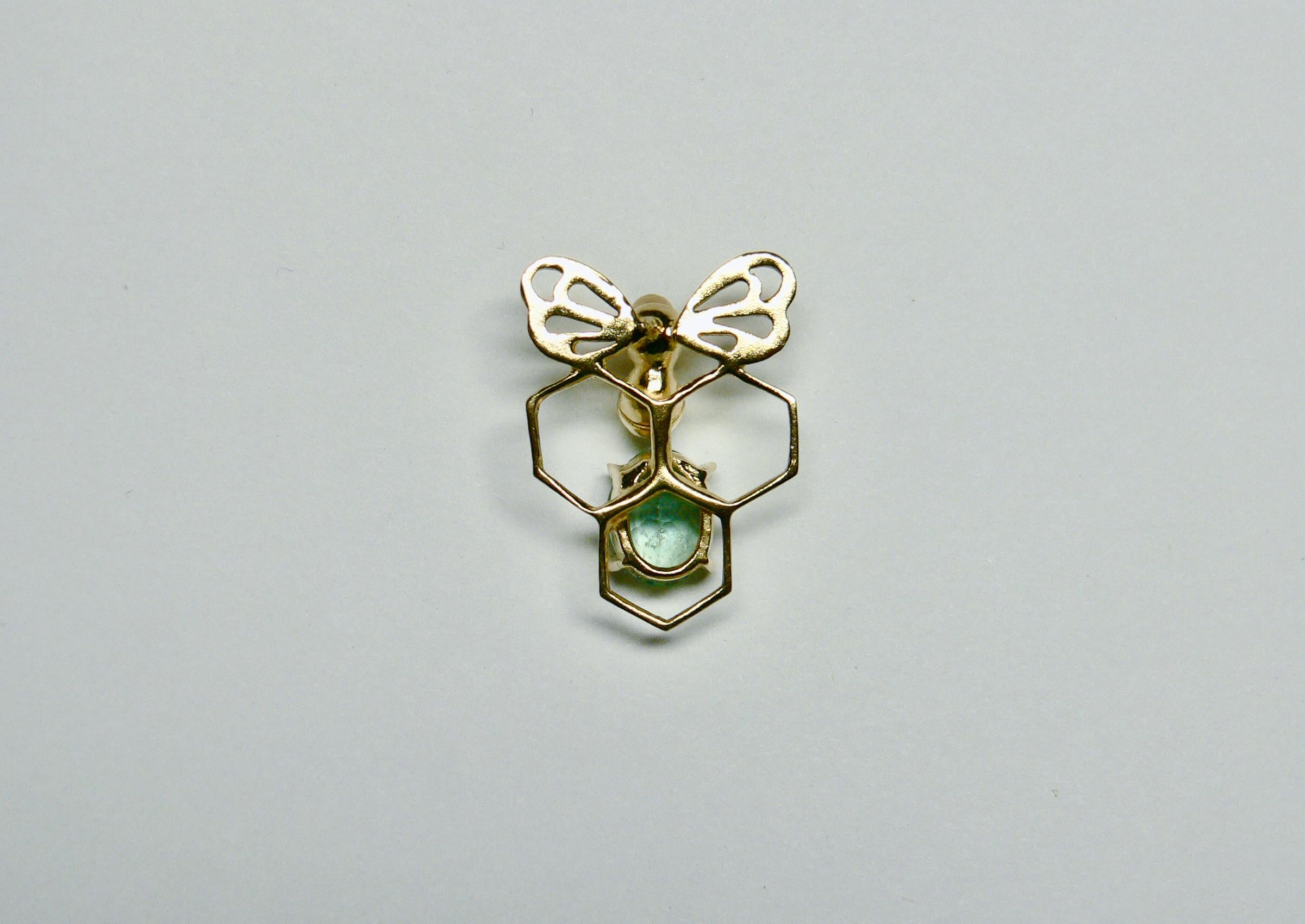 Bee Fluorite Brooch, Sterling Silver with 18 Karat Gold-Plate In New Condition For Sale In Tokyo, JP