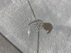 Bee Goddess 14 K White Gold 0.25 Ct White Diamond the Moon & North Star Necklace