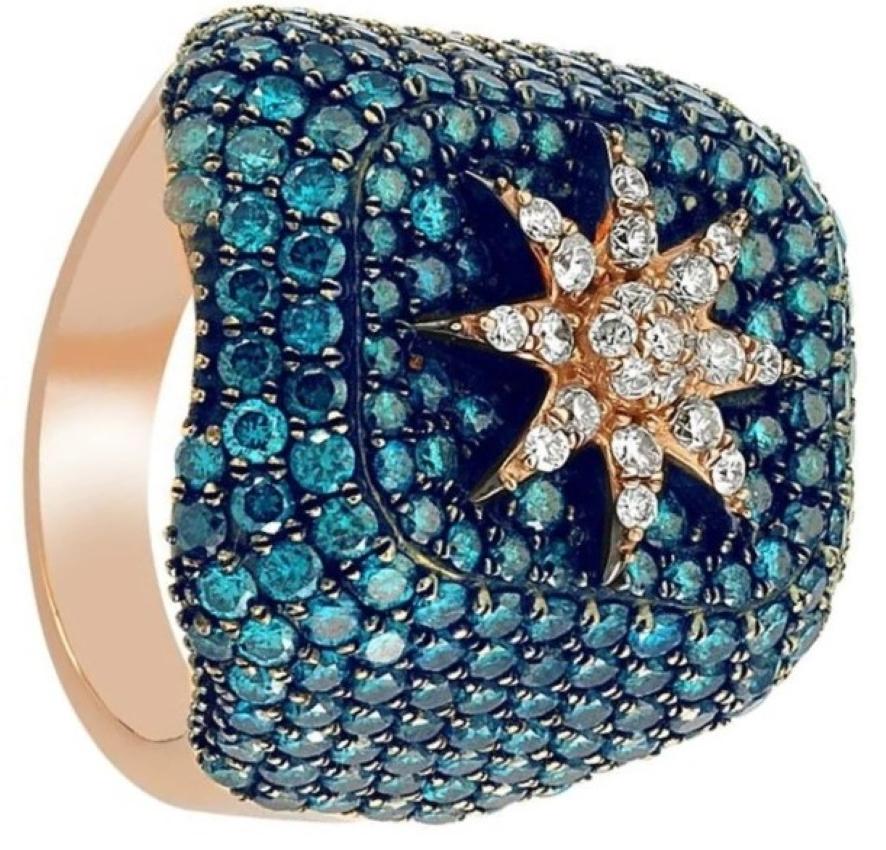 Bee Goddess Blue Diamond Venus Champion Ring In New Condition For Sale In West Hollywood, CA