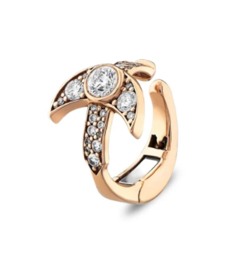 Bee Goddess Moon Ear Cuff Baguette Diamonds In New Condition For Sale In West Hollywood, CA