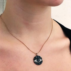 Bee Goddess Rose Gold Black and Blue Diamond Eye Light Necklace