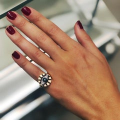 Bee Goddess Rose Gold Black and Blue Diamond Eye Light Pinky Signet