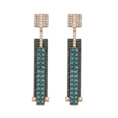 Bee Goddess Rose Gold Black and Blue Diamond Mondrian Earrings