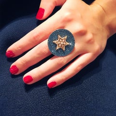 Bee Goddess Rose Gold White and Blue Diamond Venus Star Ring