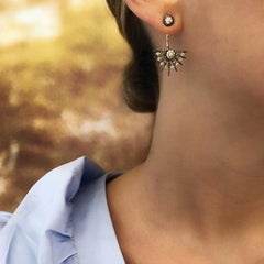 Bee Goddess Rose Gold White and Brown Diamond Jardin Star Earrings