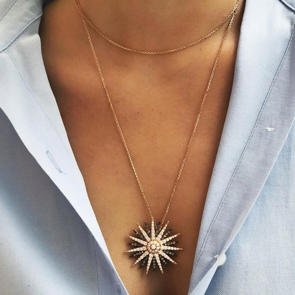 The Jardin Star Necklace is a show stopper - Perfect for illuminating special occasions and enhancing any daytime look, its inspiration is the eleven pointed star; the Spiritual Messenger.  

The Jardin Star Necklace is 3.7 cm in diameter and  is