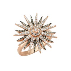 Bee Goddess Rose Gold White and Brown Diamond Jardin Star Ring